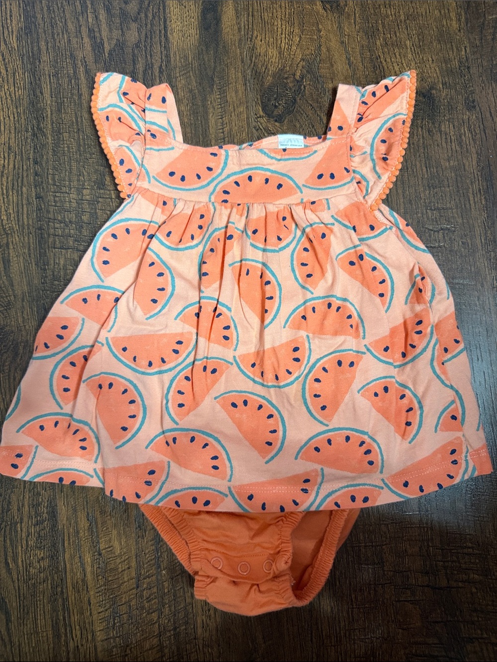 🍉Carter's Coral Pink Watermelon Print Dress with Built in Bloomers🍉